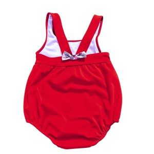 Burberry Baby Girls’ Red with plaid bow One Piece Swimsuit EUC - Size 2T